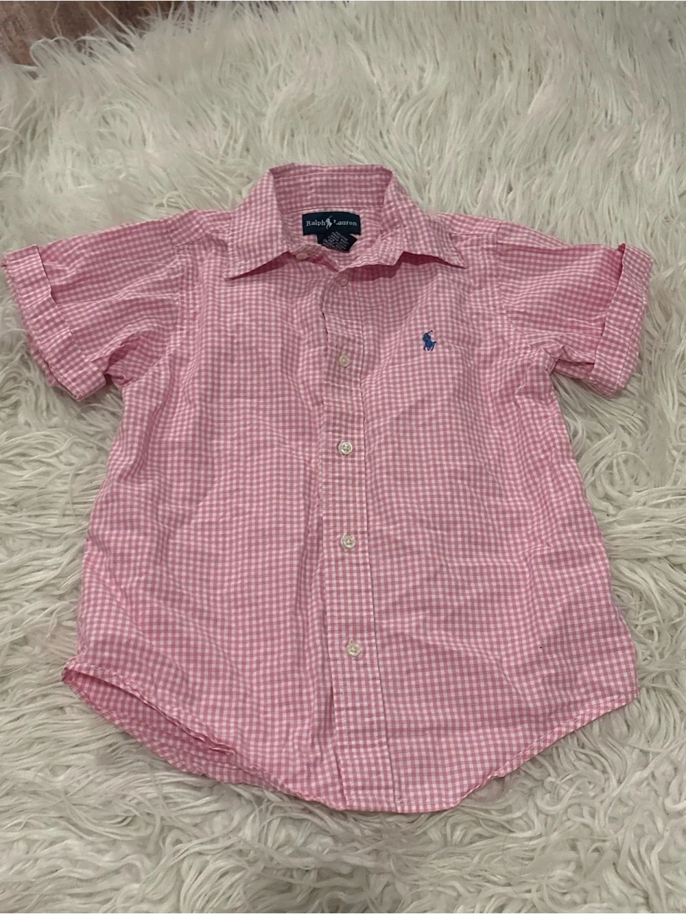 Polo Ralph Lauren Pink Gingham Button Down Shirt Boys Size 6